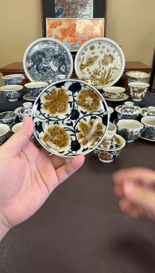 二号釉牡丹纹杯垫