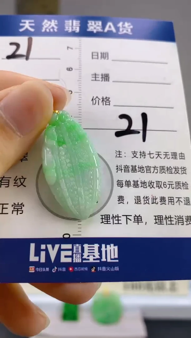 【闪购商品】翡翠颈饰18K金镶嵌天然A货翡翠  21