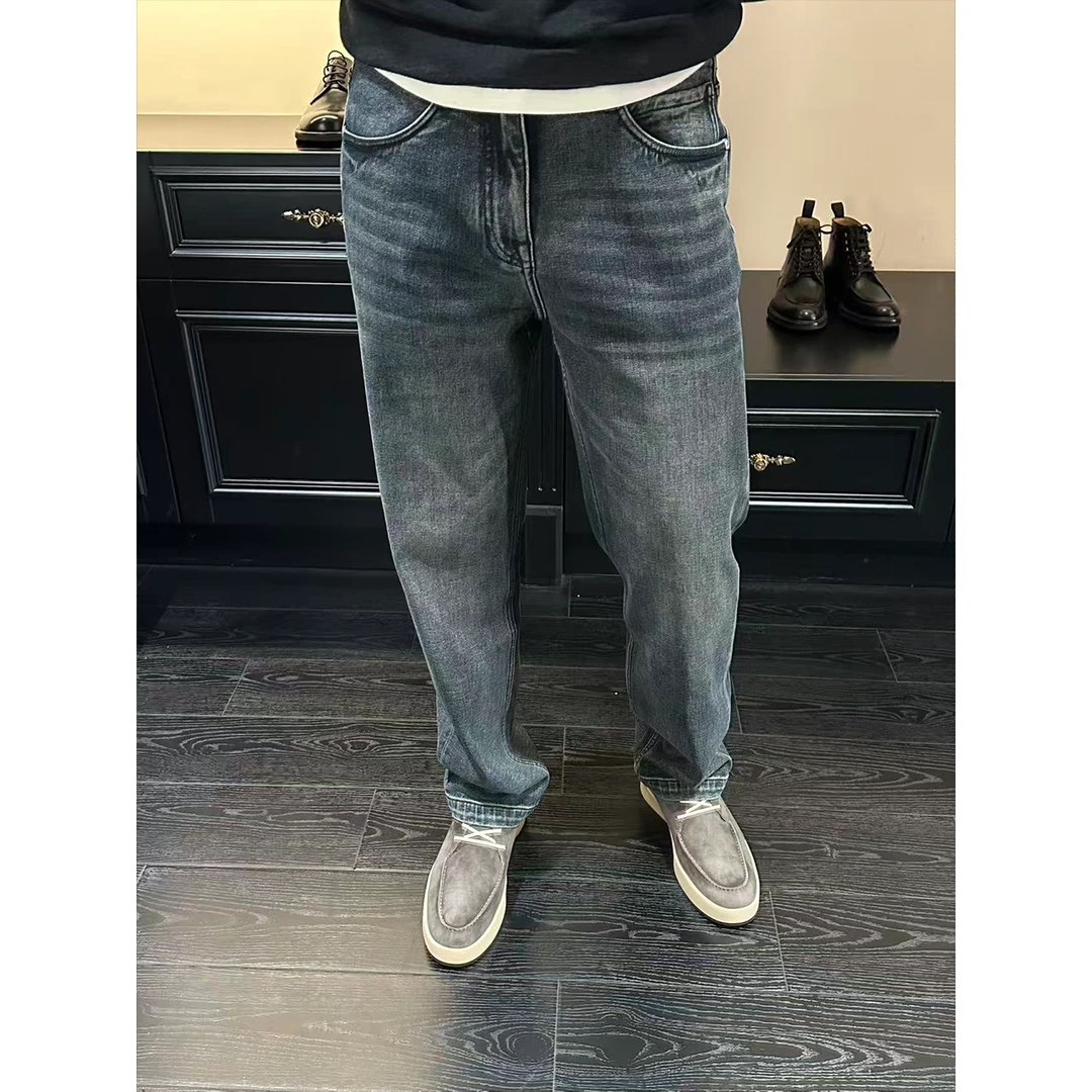 DAN LANG 372# 男士中腰复古水洗蓝弹力牛仔裤