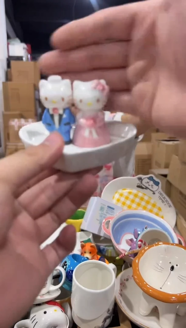 瓷片原盒kt猫结婚首饰盘