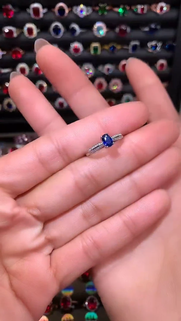 【闪购商品】蓝宝石戒指银S925镶嵌46