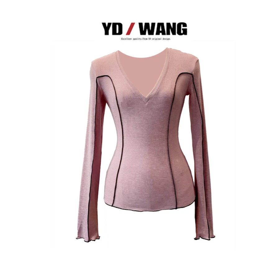 【YD精选】丽人骨线V领上衣  设计款时尚休闲小众款长袖外套