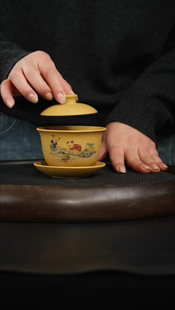 茶壶紫砂段泥 三才盖碗