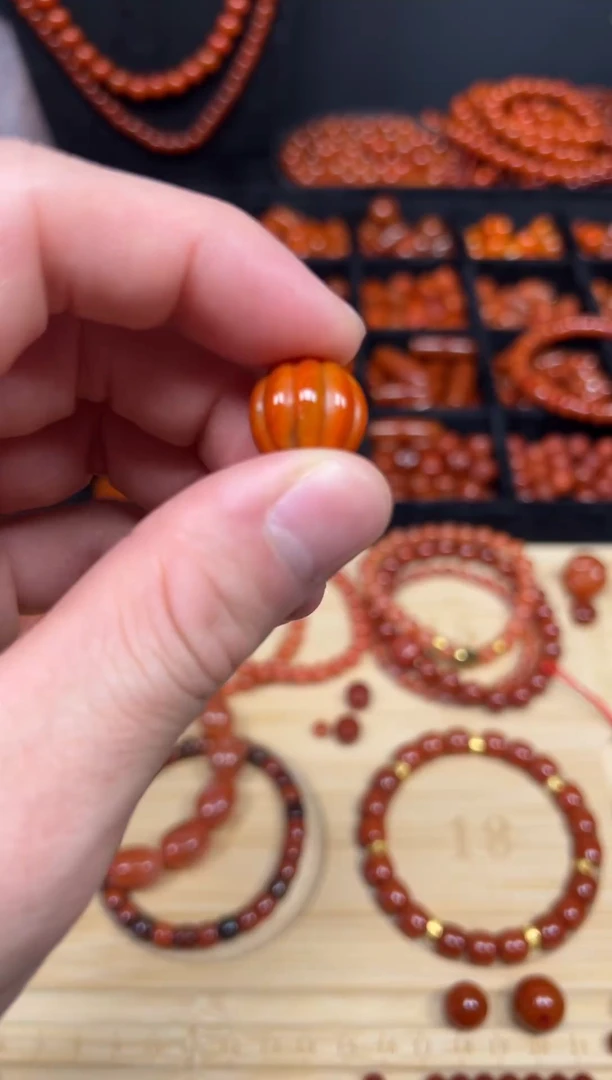 未镶嵌圆珠南红玛瑙南瓜珠15mm+ 一颗装