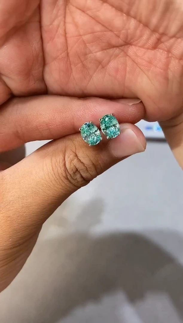 碧玺耳饰银S925镶嵌......