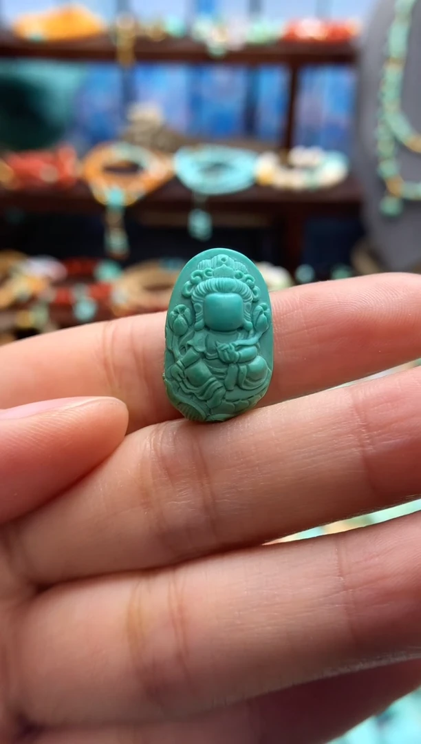 未镶嵌绿松石挂件渡母 无相牌子放漏