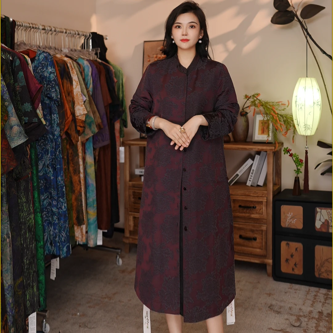 新中式女装时尚福利气质中式国风风衣复古提花老料时尚重磅0072