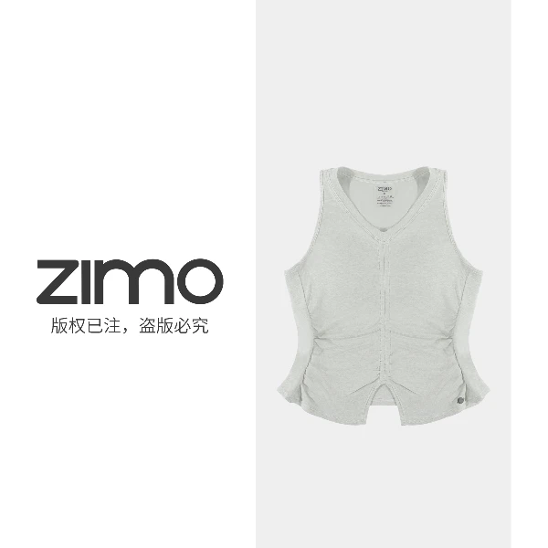 女士V领捏褶文胸薄暮灰234-zimo-瑜伽健身瑜伽服健身服YFWX234