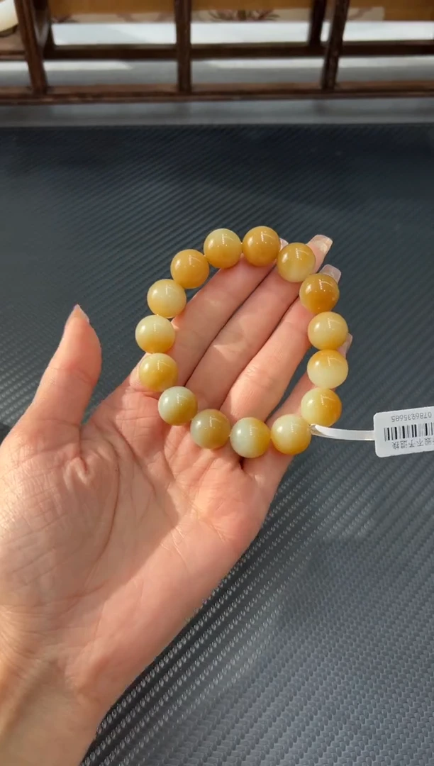 未镶嵌手串和田玉若羌微色差卡14L