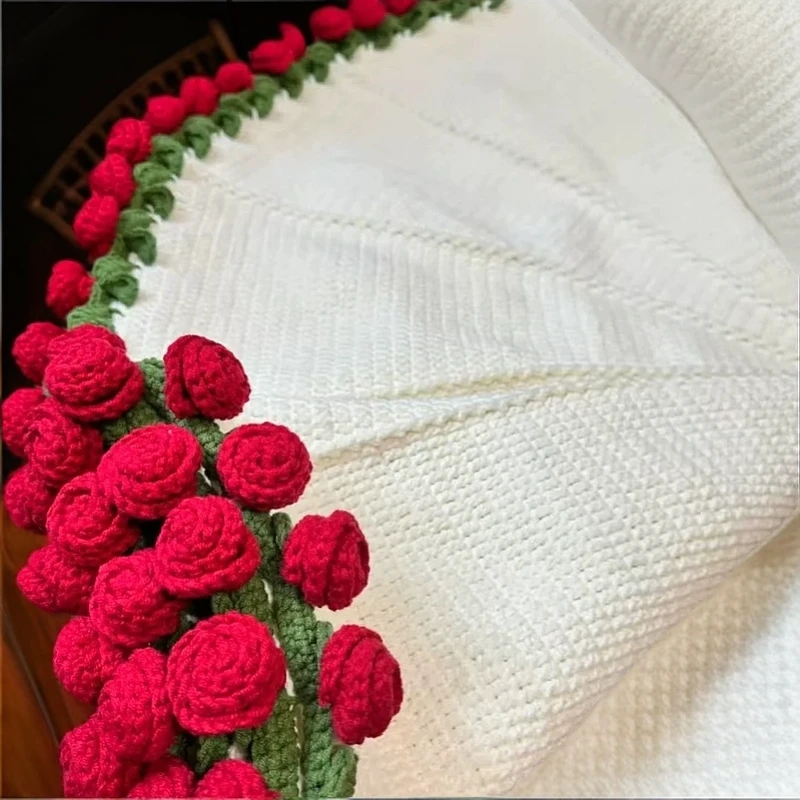 玫瑰花束毯子手工diy毛线材料包钩织毯子变花束创意礼物自制花毯