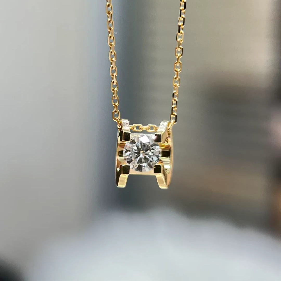 金钻家 18K金镶嵌天然钻石显大款牛头套链镶钻轻奢气质30份-1.5卡