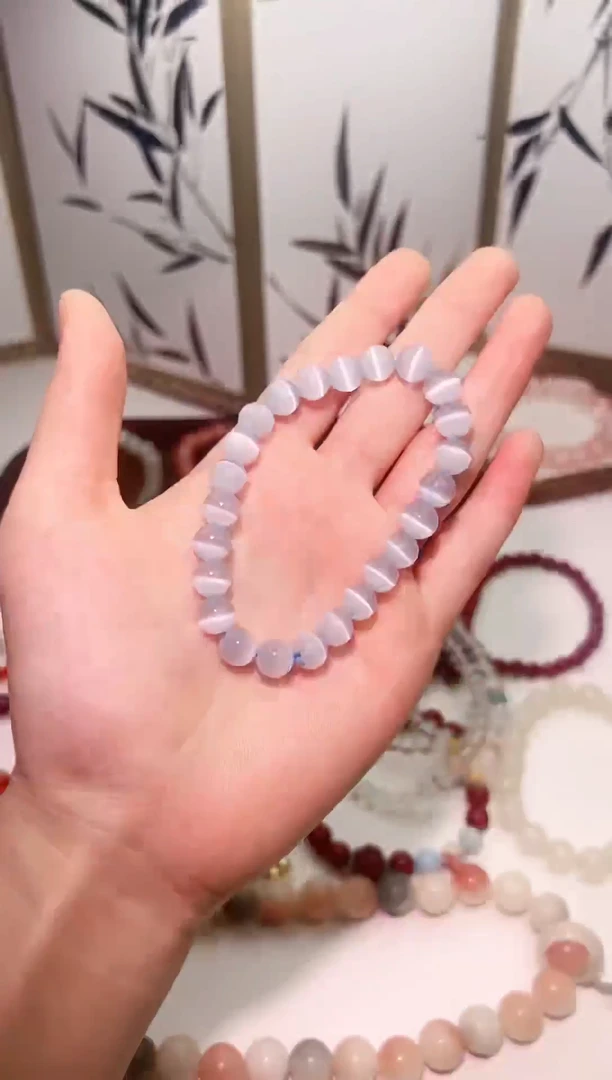【闪购商品】石英质玉手串未镶嵌白猫眼手串