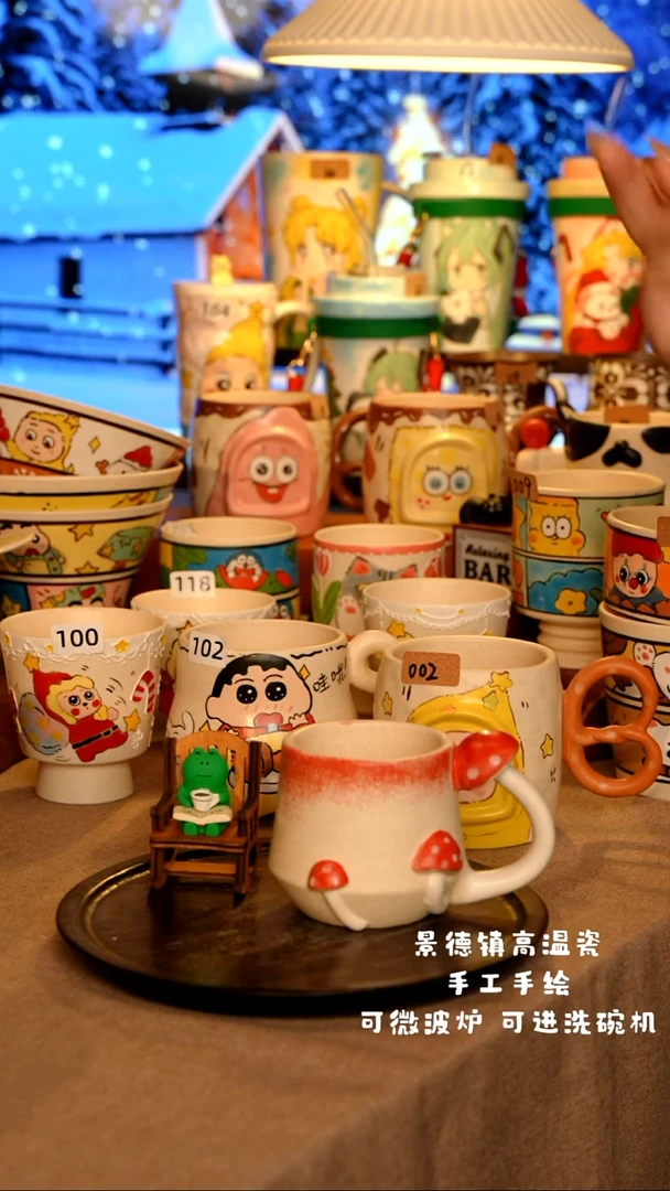 陶瓷040红蘑菇景德镇原创设计师手工手绘高温瓷