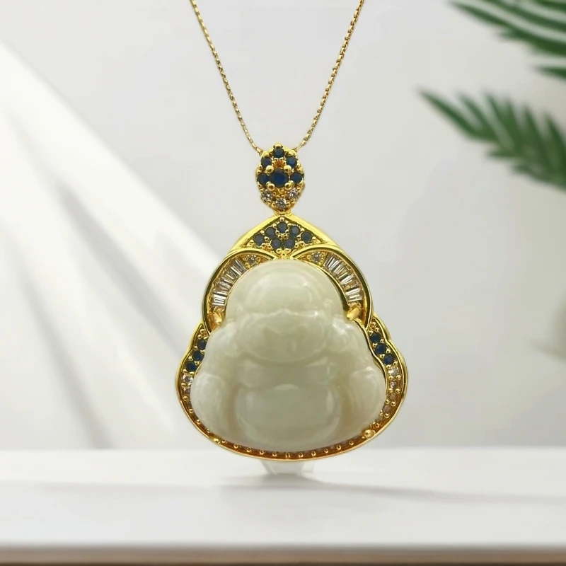 【梦梦专属】【证书+礼盒】合金镶嵌和田玉佛公吊坠赠合金链（DD25872）