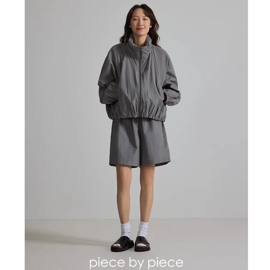 piecebypiece春季新品休闲设计感夹克百搭简约纯色短外套上衣套装