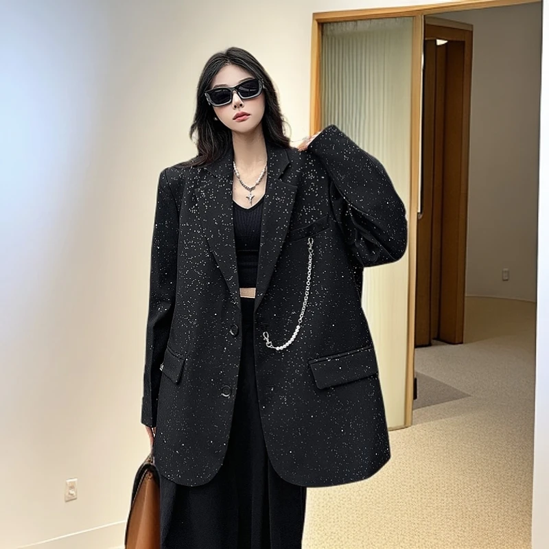 高端洋气满天星高级网红小西装秋冬款女2025新款黑色新款潮牌女装