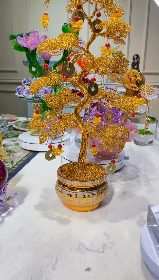 手工艺品琉璃高款发财树摆件