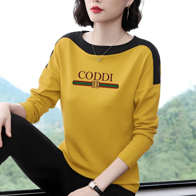 棉长袖t恤女装2025春秋季新款妈妈洋派上衣大尺码内搭T恤打底衫