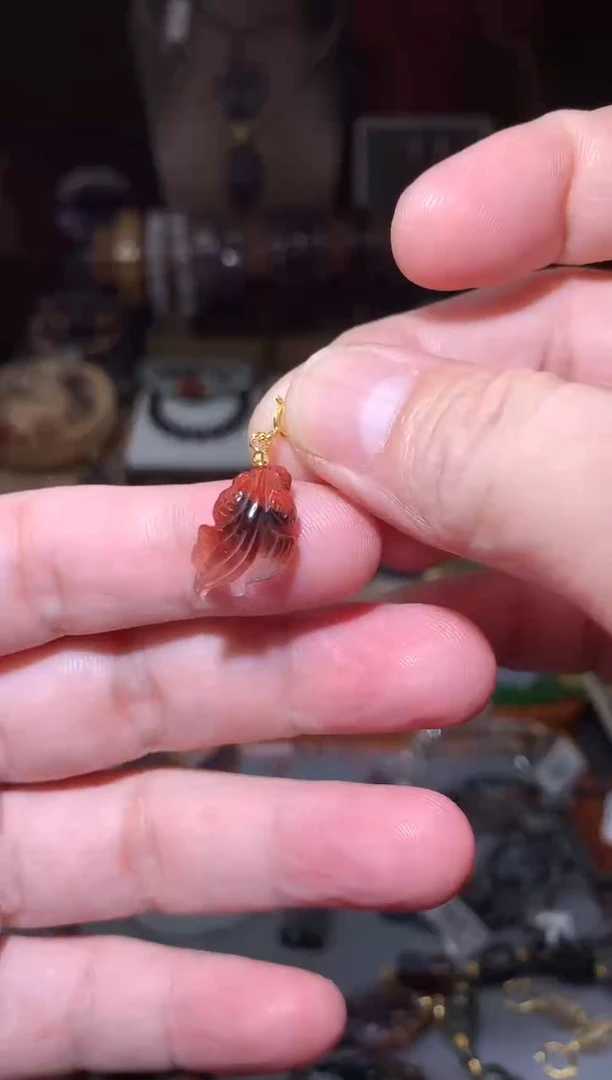 水晶珠宝半成品未镶嵌红极光锦鲤提溜,多样性发一