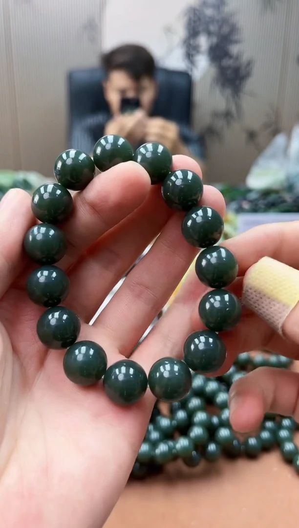 手串未镶嵌和田玉纯天然新疆且末蓝14（16颗）