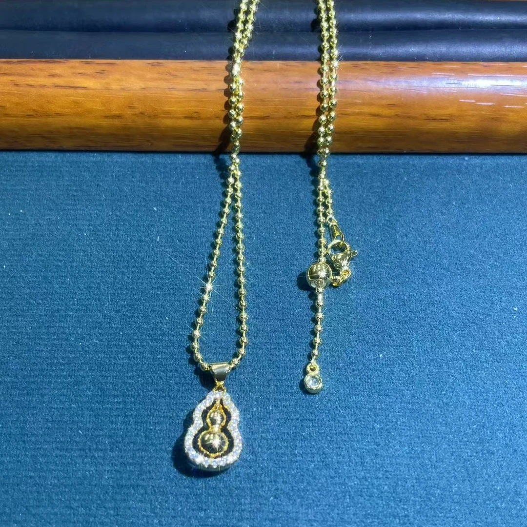 s8306黄色满镶葫芦吊坠项链多样性发货