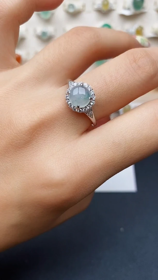 【闪购商品】翡翠戒指银S925镶嵌缅甸翡翠