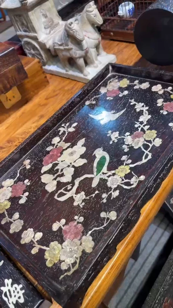 木紫檀螺钿大茶盘邵氏紫檀木艺