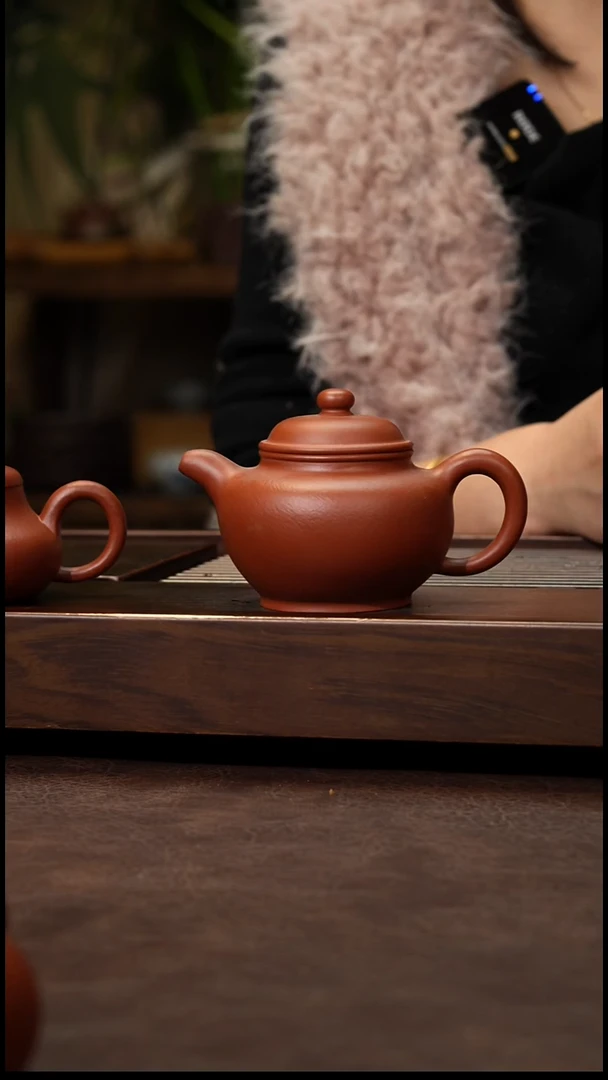 茶壶紫砂生砂朱泥全手壶王掇只-180cc左右