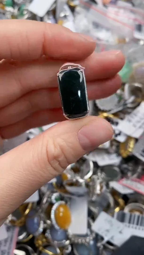 银S925镶嵌戒指翡翠777   7