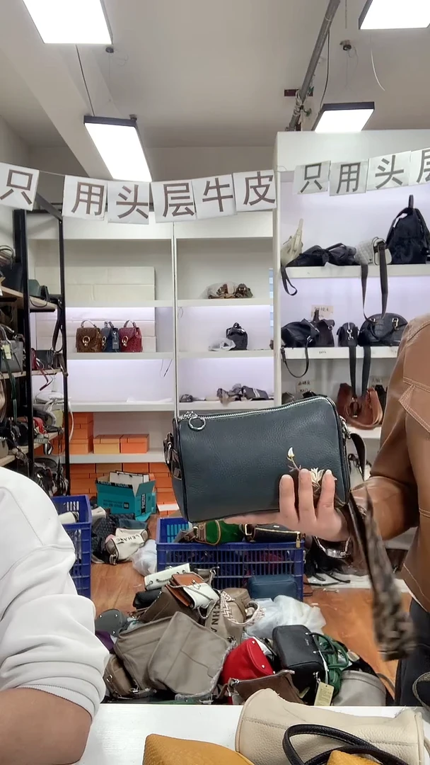 头层牛皮清货真皮 刺绣绿色