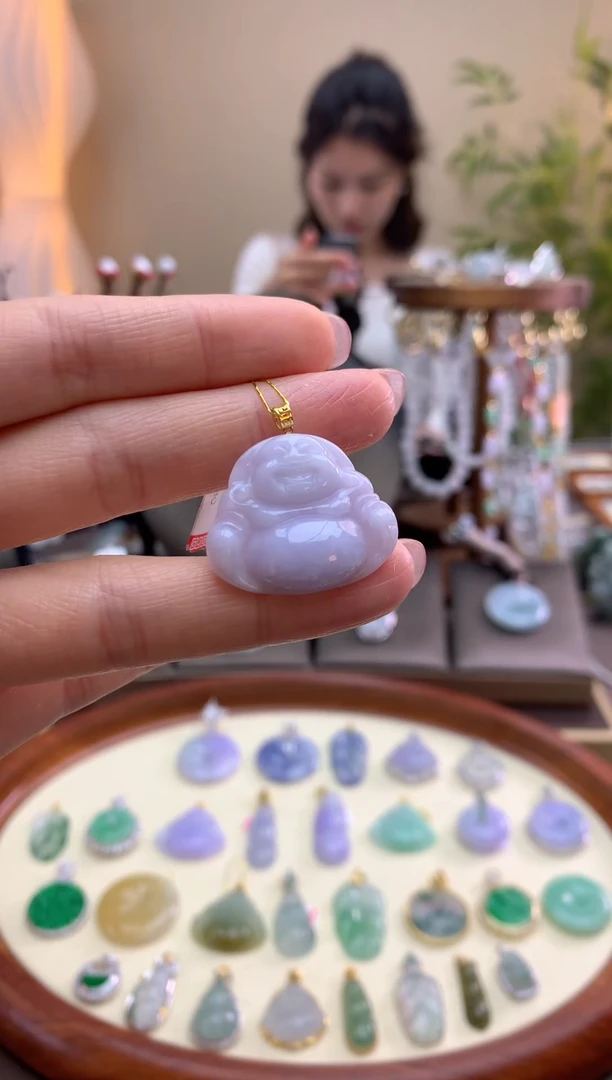 【闪购商品】翡翠颈饰18K金镶嵌佛公