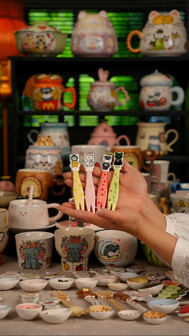 陶瓷无盖款景德镇创意手工陶瓷手绘釉下彩