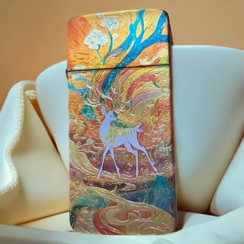 【E03原铜九色鹿】超薄卡片式纯铜鎏金描边珐琅彩绘礼