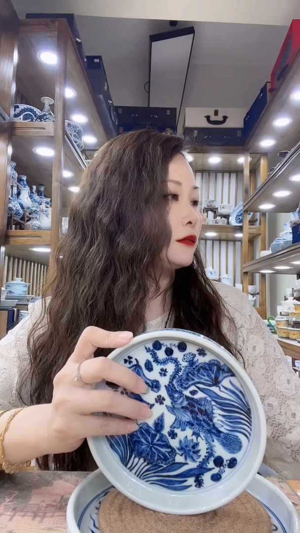 杯直播间福利壶承鱼藻元青花手绘