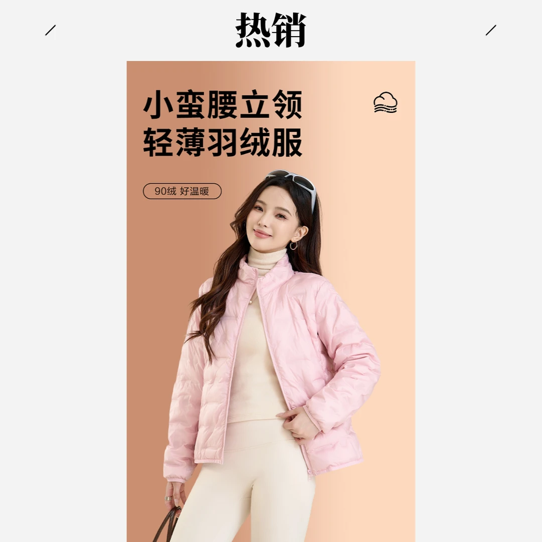 2026秋冬新款时尚休闲防风保暖舒适立领百搭轻薄型90白鸭绒