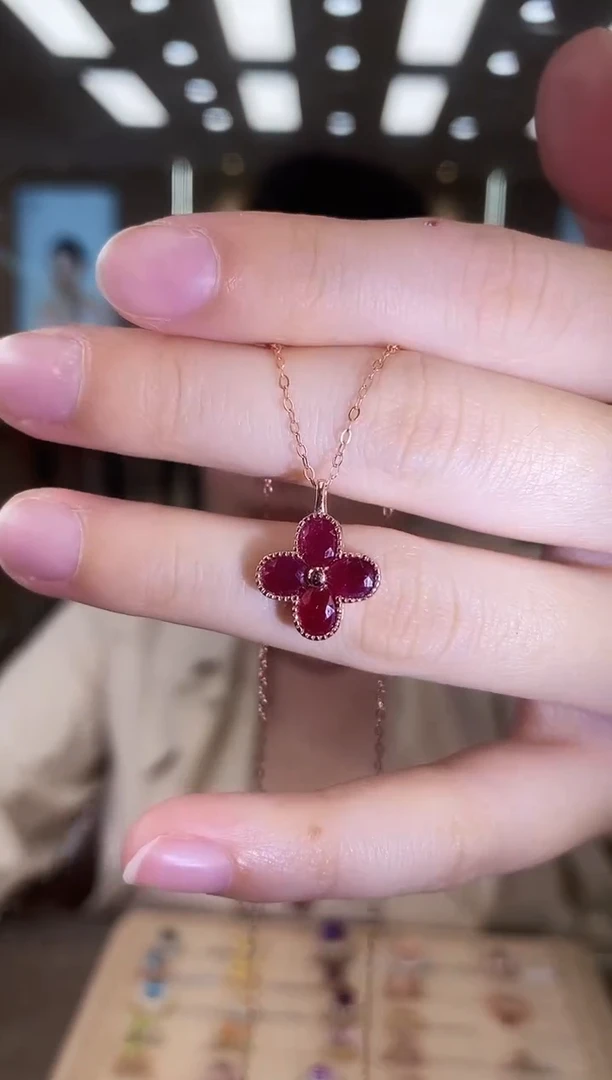 银S925镶嵌项链红宝石09