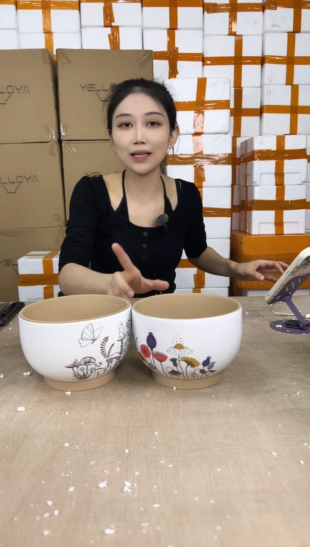 大碗紫砂素色小号+大碗紫砂彩色小号15x11