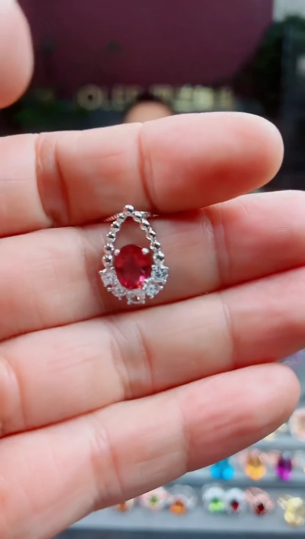 银S925镶嵌吊坠碧玺碧玺吊坠 不含链