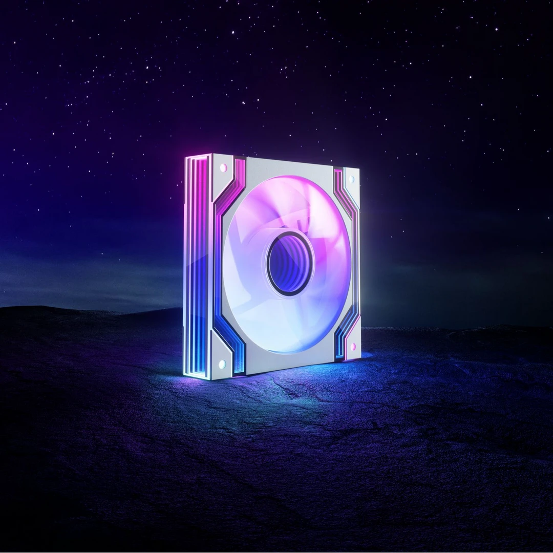 骨伽灵镜V2 PRO风扇12cm 无边界ARGB 5v3针PWM温控调节 机箱风扇