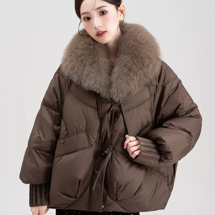 冬季新款大毛领2024短款外套时尚百搭气质保暖秋冬加厚001