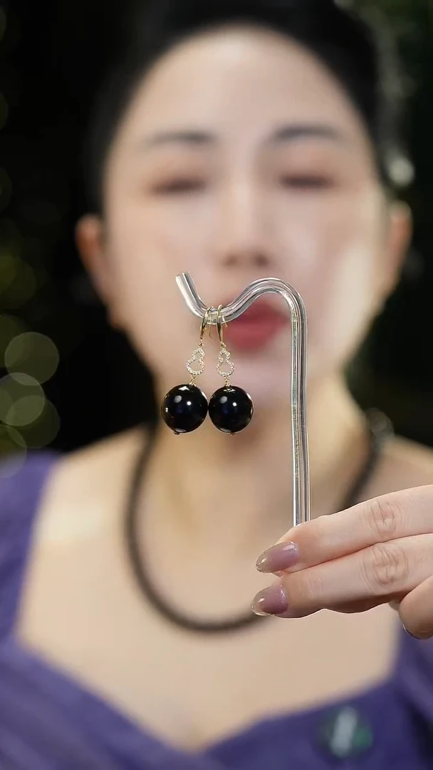 琥珀银S925镶嵌耳饰17+翳珀耳环