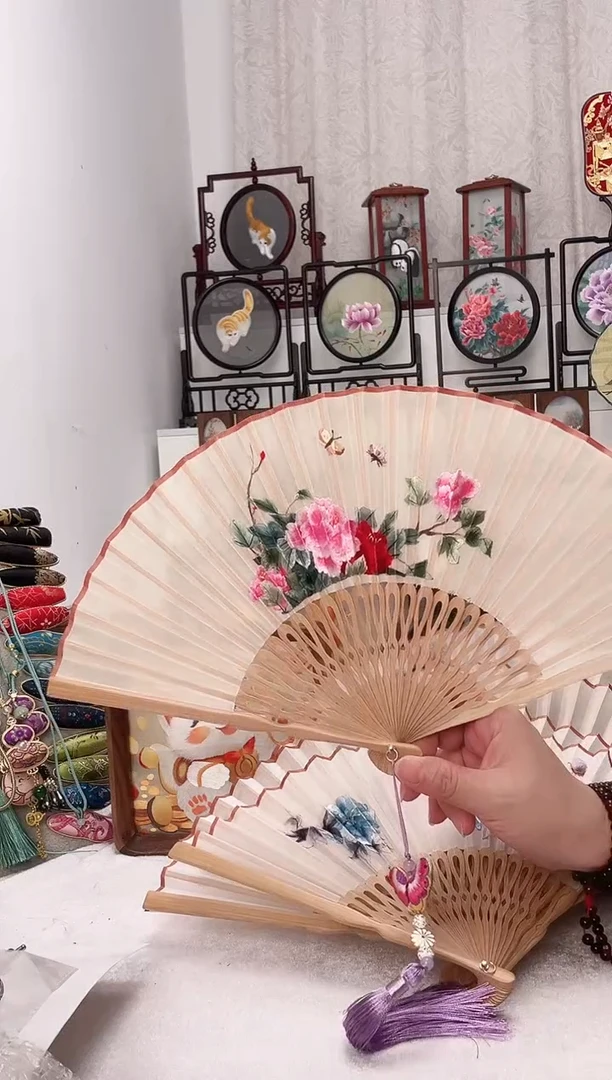 扇子绣作品手工团扇