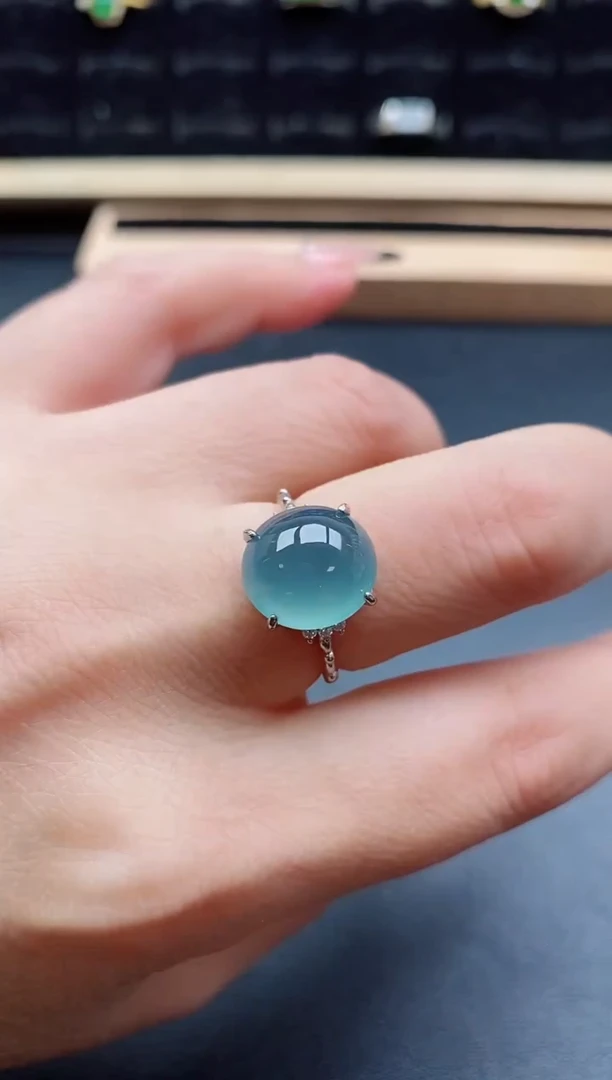 银S925镶嵌戒指翡翠1