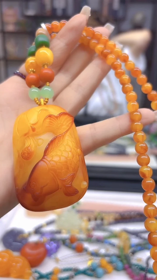 未镶嵌毛衣链蜜蜡DIY款M178