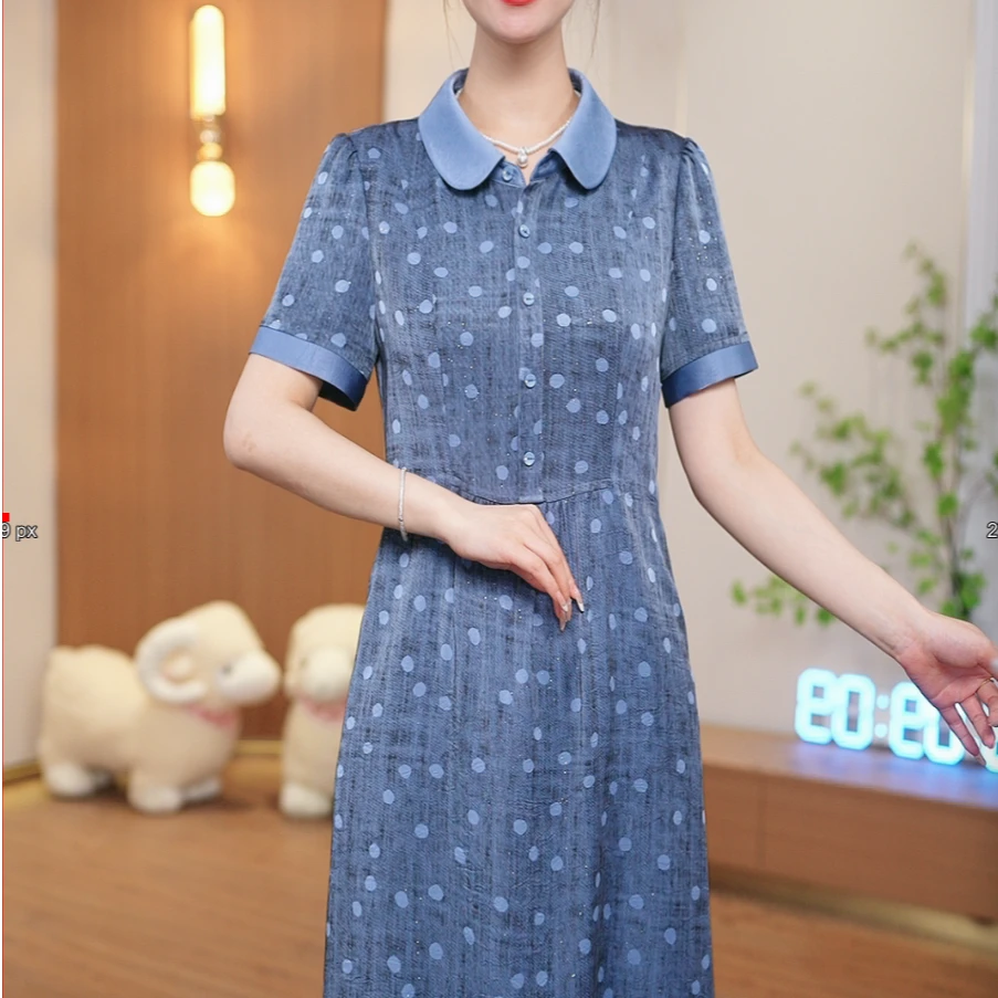 WLY【视频专享】桑蚕丝裙子女夏季2025新款连衣裙真丝中式国风显瘦