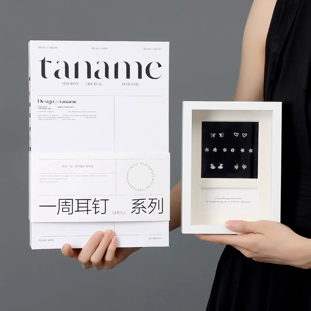 taname 合金锆石耳饰 一周耳钉礼盒女友闺蜜同学情侣生日七夕礼物