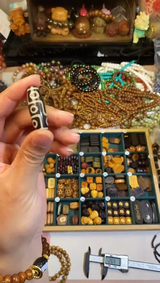 合金手链玛瑙/玉髓黑色九眼4厘米