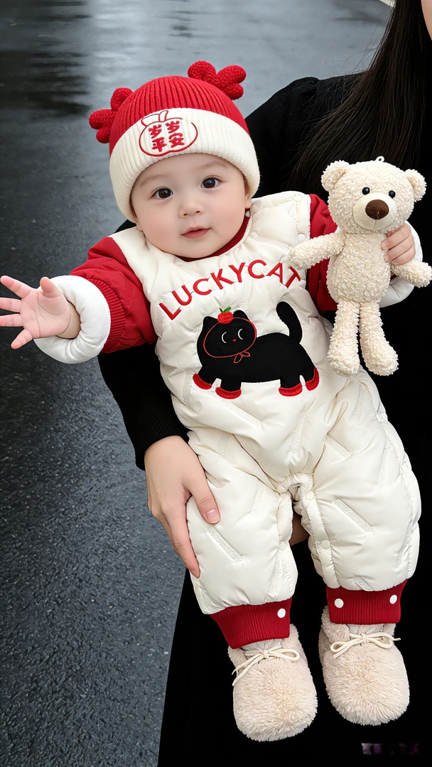 三防面料男女宝宝冬季舒适可爱风长袖冬装爬服A类哈衣婴儿外出服