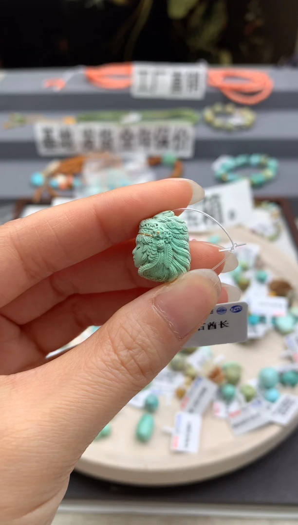 未镶嵌绿松石精工雕刻茜.E41