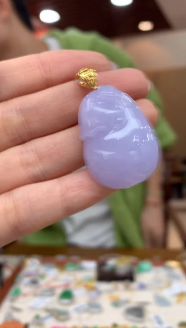 吊坠(不含链)18K金镶嵌翡翠钱袋